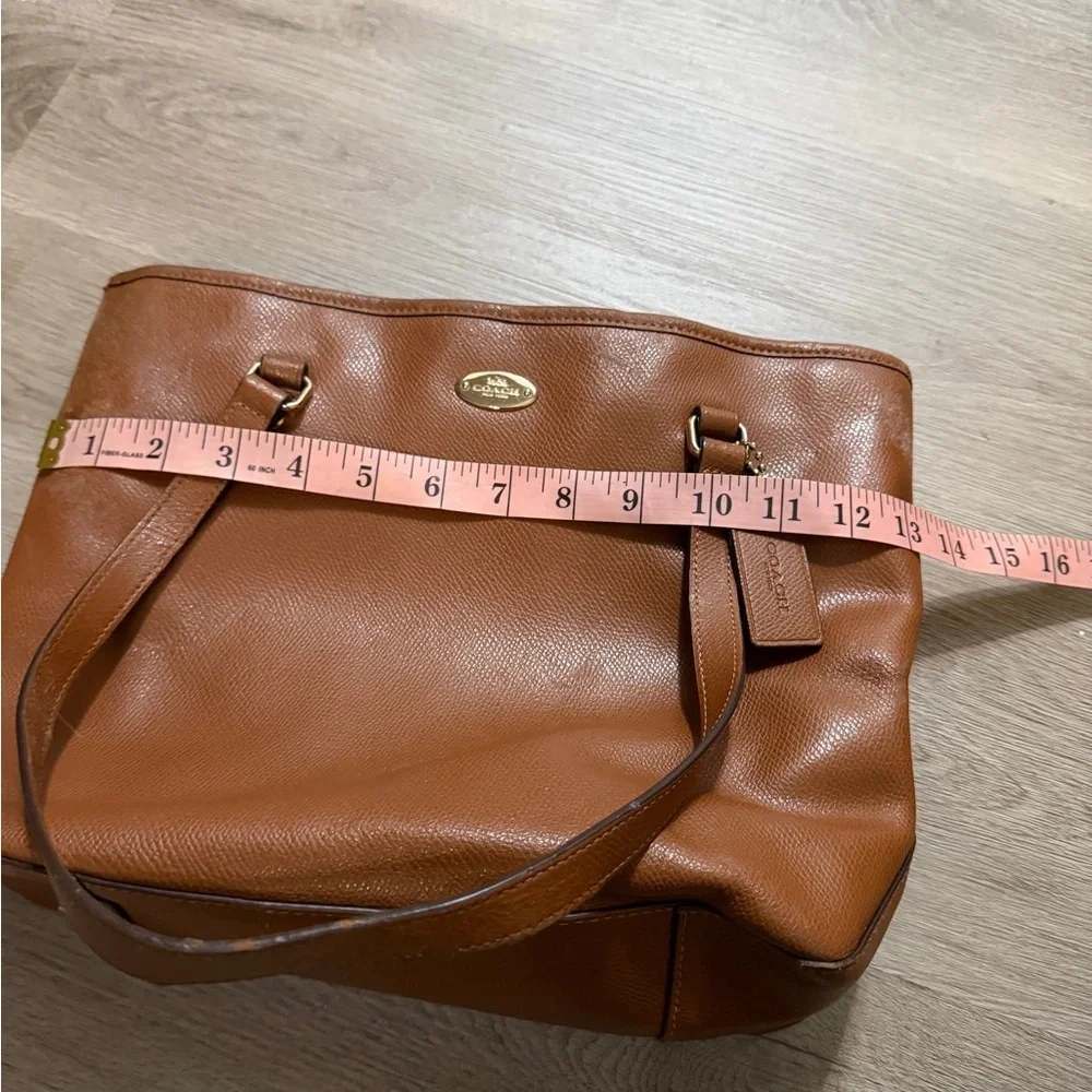 Coach Cognac Leather Tote with Gold Accent